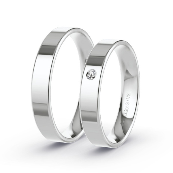 Trouwringen Witgoud 9 Karaat - 0.02 ct - Artikel ST001 ST001-WG-375-default