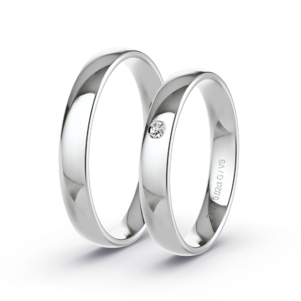 Trouwringen Platina 950 - 0.02 ct - Artikel ST004 ST004-PT-950-default