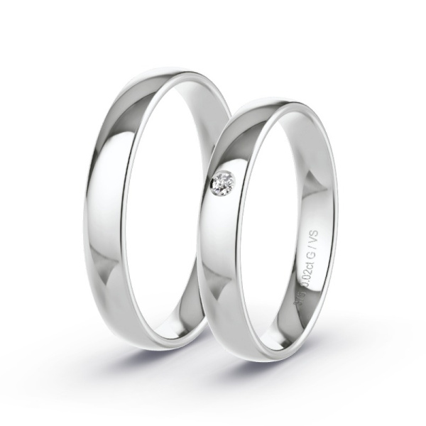 Trouwringen Witgoud 9 Karaat - 0.02 ct - Artikel ST004 ST004-WG-375-default