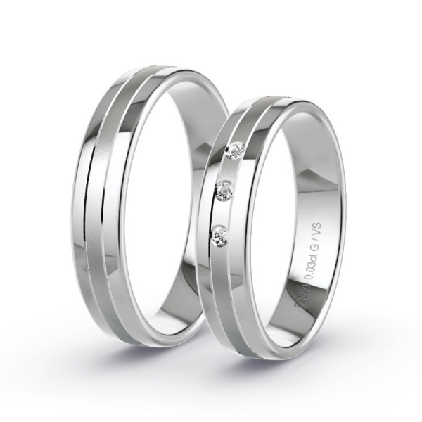 Trouwringen Palladium 500 - 0.03 ct - Artikel ST006 ST006-PD-500-default