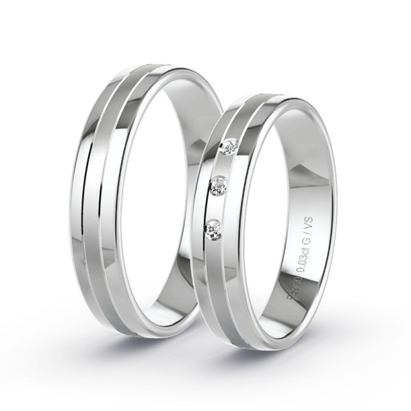 Trouwringen Palladium 950 - 0.03 ct - Artikel ST006 ST006-PD-950-default