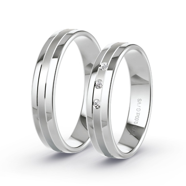 Trouwringen Platina 950 - 0.03 ct - Artikel ST006 ST006-PT-950-default