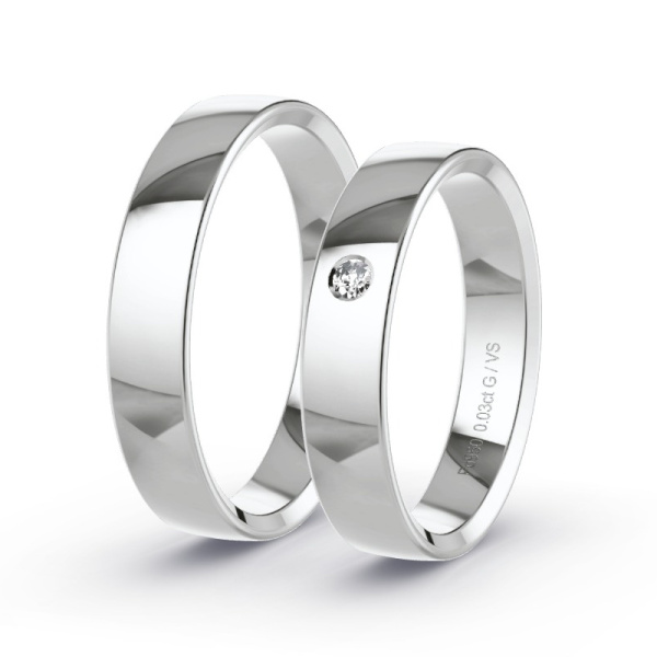 Trouwringen Palladium 950 - 0.03 ct - Artikel ST009 ST009-PD-950-default