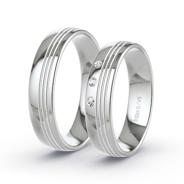 Trouwringen Palladium 585 - 0.03 ct - Artikel ST101 ST101-PD-585-default