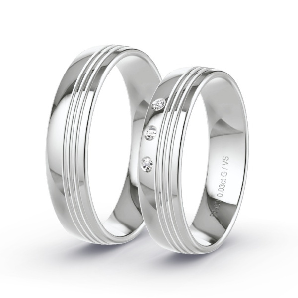 Trouwringen Palladium 950 - 0.03 ct - Artikel ST101 ST101-PD-950-default