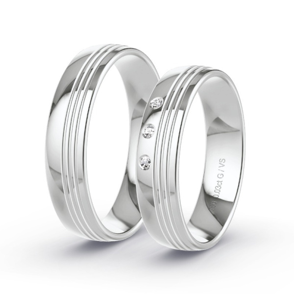 Trouwringen Witgoud 18 Karaat - 0.03 ct - Artikel ST101 ST101-WG-750-default