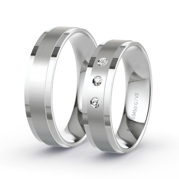 Trouwringen Palladium 500 - 0.045 ct - Artikel ST102 ST102-PD-500-default