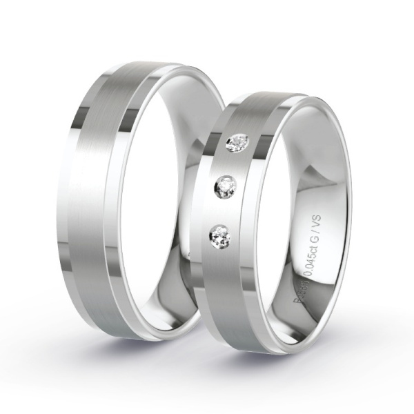 Trouwringen Palladium 585 - 0.045 ct - Artikel ST102 ST102-PD-585-default
