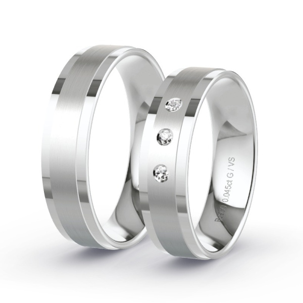 Trouwringen Palladium 950 - 0.045 ct - Artikel ST102 ST102-PD-950-default