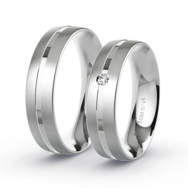 Trouwringen Palladium 500 - 0.03 ct - Artikel ST103 ST103-PD-500-default