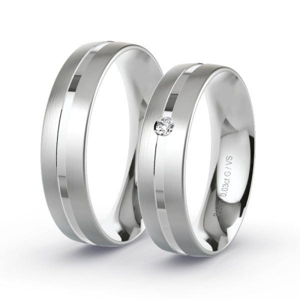 Trouwringen Palladium 585 - 0.03 ct - Artikel ST103 ST103-PD-585-default