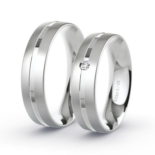 Trouwringen Palladium 950 - 0.03 ct - Artikel ST103 ST103-PD-950-default