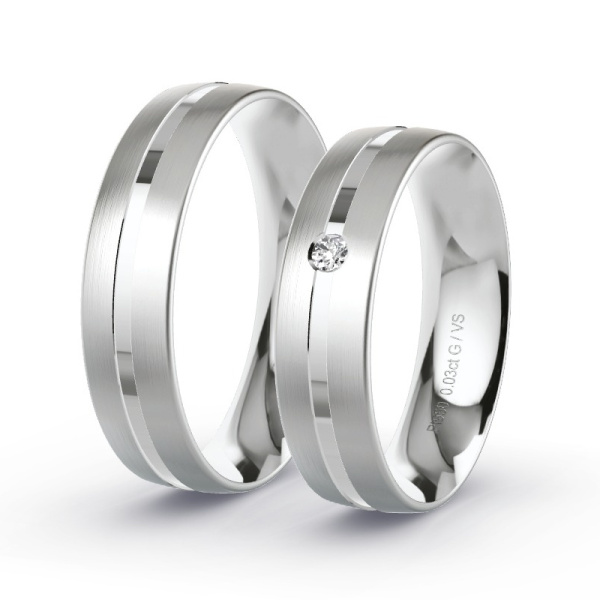 Trouwringen Platina 950 - 0.03 ct - Artikel ST103 ST103-PT-950-default