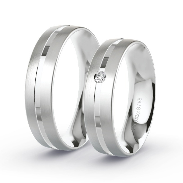 Trouwringen Witgoud 9 Karaat - 0.03 ct - Artikel ST103 ST103-WG-375-default