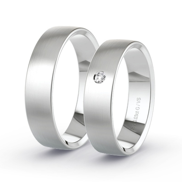 Trouwringen Witgoud 14 Karaat - 0.03 ct - Artikel ST104 ST104-WG-585-default