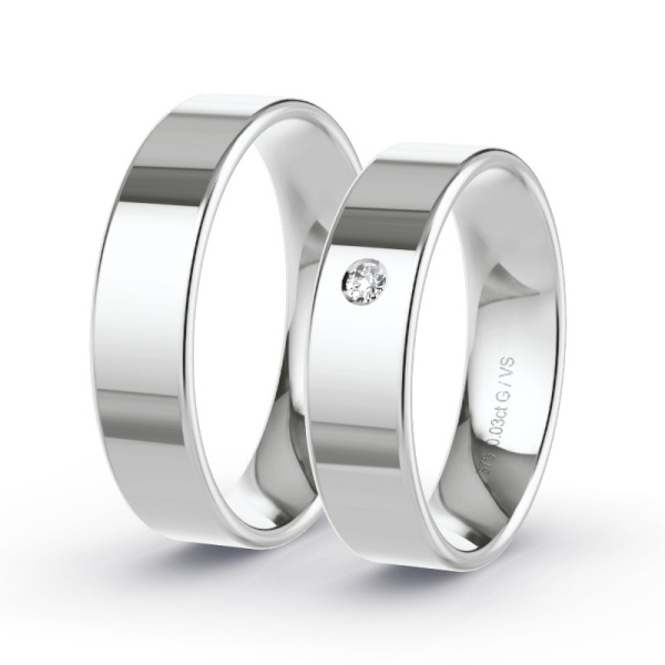 Trouwringen Witgoud 9 Karaat - 0.03 ct - Artikel ST105 ST105-WG-375-default