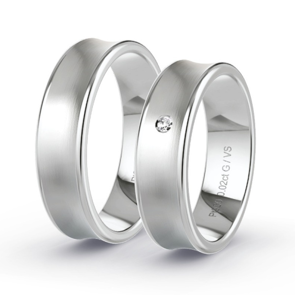 Trouwringen Platina 950 - 0.015 ct - Artikel ST107 ST107-PT-950-default