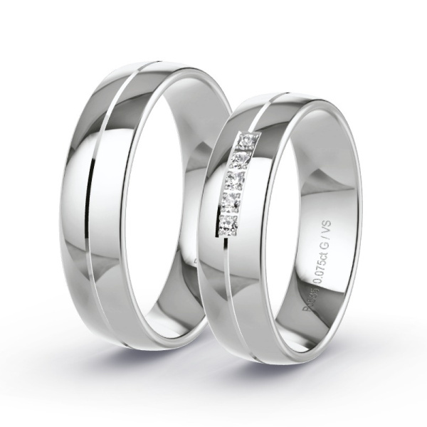 Trouwringen Palladium 585 - 0.075 ct - Artikel ST201 ST201-PD-585-default