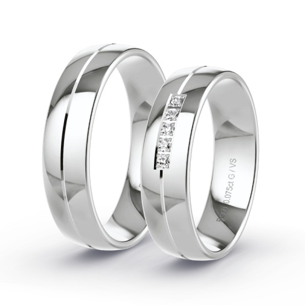 Trouwringen Platina 950 - 0.075 ct - Artikel ST201 ST201-PT-950-default