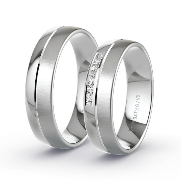 Trouwringen Palladium 500 - 0.07 ct - Artikel ST202 ST202-PD-500-default