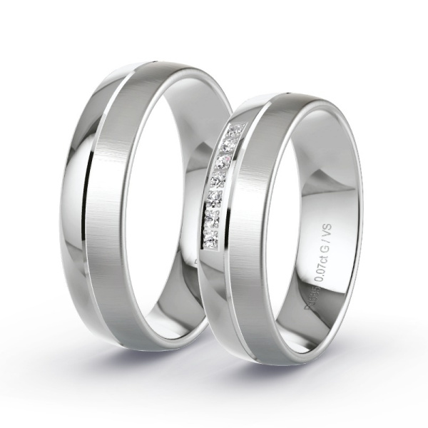 Trouwringen Palladium 585 - 0.07 ct - Artikel ST202 ST202-PD-585-default