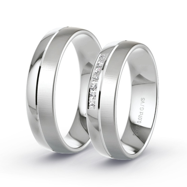 Trouwringen Palladium 950 - 0.07 ct - Artikel ST202 ST202-PD-950-default