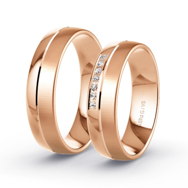 Trouwringen Roodgoud 14 Karaat - 0.07 ct - Artikel ST202 ST202-RG-585-default