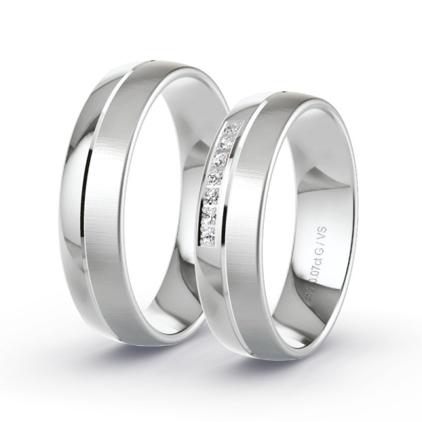 Trouwringen Witgoud 14 Karaat - 0.07 ct - Artikel ST202 ST202-WG-585-default