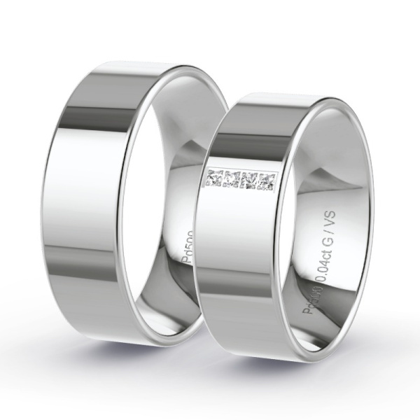 Trouwringen Palladium 500 - 0.04 ct - Artikel ST203 ST203-PD-500-default