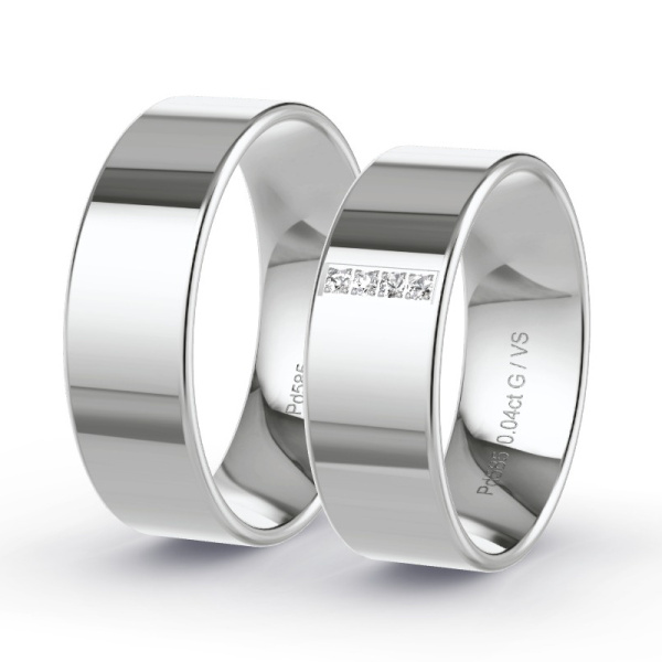Trouwringen Palladium 585 - 0.04 ct - Artikel ST203 ST203-PD-585-default
