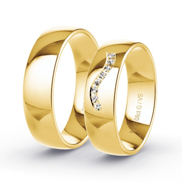 Trouwringen Geelgoud 22 Karaat - 0.08 ct - Artikel ST204 ST204-GG-916-default