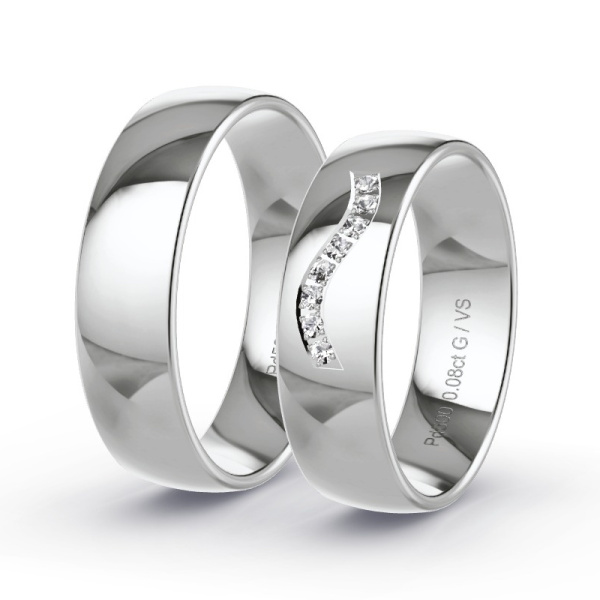 Trouwringen Palladium 500 - 0.08 ct - Artikel ST204 ST204-PD-500-default