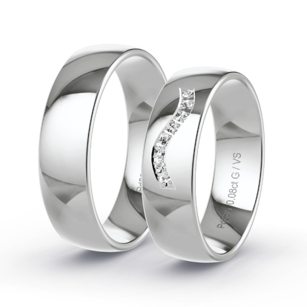 Trouwringen Palladium 585 - 0.08 ct - Artikel ST204 ST204-PD-585-default