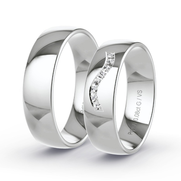 Trouwringen Palladium 950 - 0.08 ct - Artikel ST204 ST204-PD-950-default
