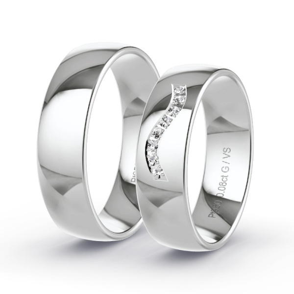 Trouwringen Platina 950 - 0.08 ct - Artikel ST204 ST204-PT-950-default