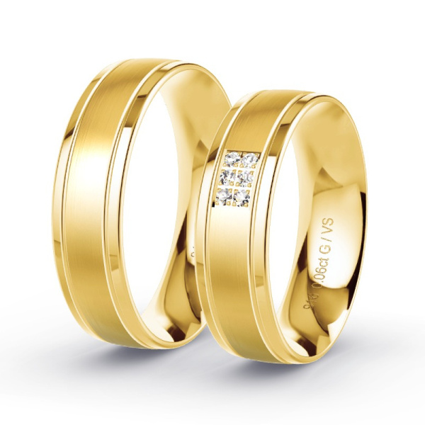 Trouwringen Geelgoud 22 Karaat - 0.06 ct - Artikel ST205 ST205-GG-916-default
