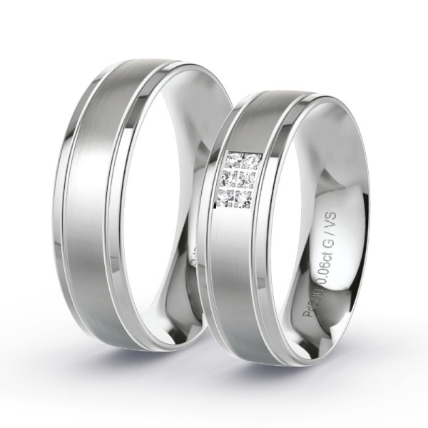 Trouwringen Palladium 500 - 0.06 ct - Artikel ST205 ST205-PD-500-default