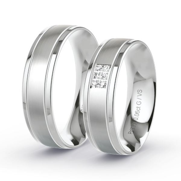 Trouwringen Palladium 950 - 0.06 ct - Artikel ST205 ST205-PD-950-default