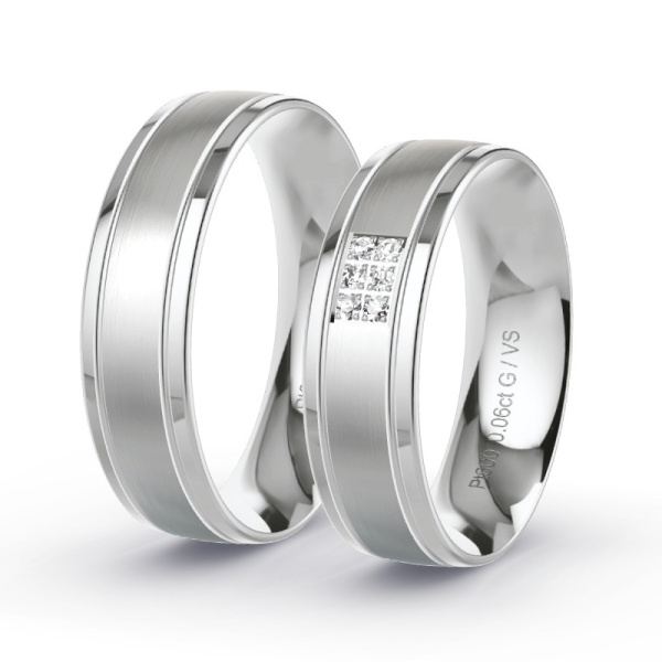 Trouwringen Platina 600 - 0.06 ct - Artikel ST205 ST205-PT-600-default