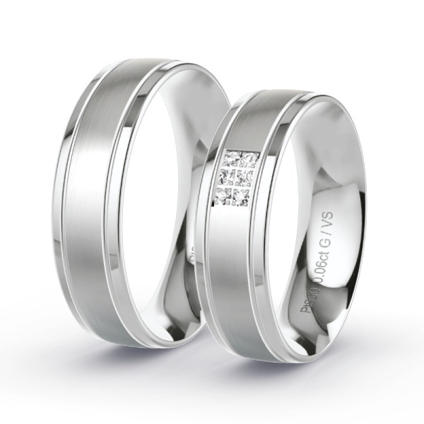 Trouwringen Platina 950 - 0.06 ct - Artikel ST205 ST205-PT-950-default