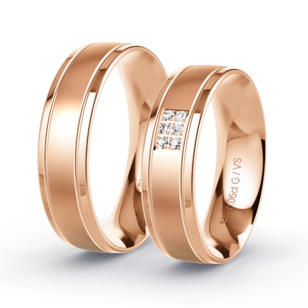 Trouwringen Roodgoud 14 Karaat - 0.06 ct - Artikel ST205 ST205-RG-585-default