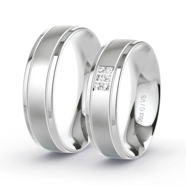 Trouwringen Witgoud 14 Karaat - 0.06 ct - Artikel ST205 ST205-WG-585-default