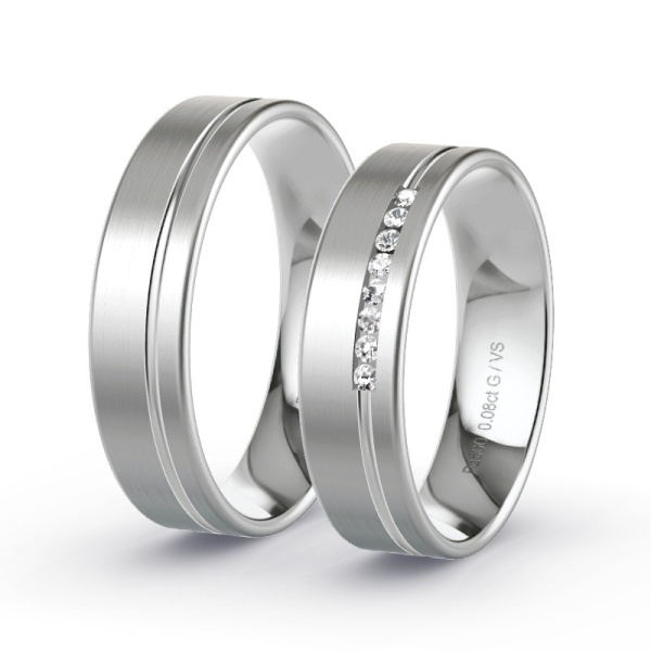Trouwringen Palladium 500 - 0.08 ct - Artikel ST207 ST207-PD-500-default