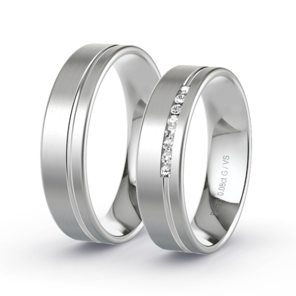Trouwringen Palladium 585 - 0.08 ct - Artikel ST207 ST207-PD-585-default