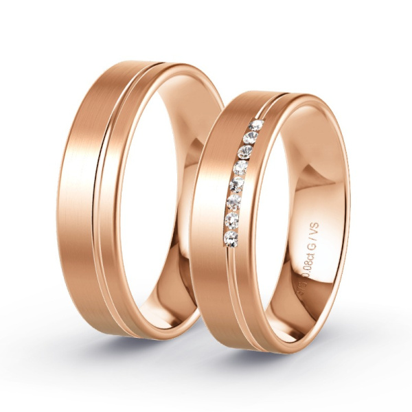 Trouwringen Roodgoud 9 Karaat - 0.08 ct - Artikel ST207 ST207-RG-375-default