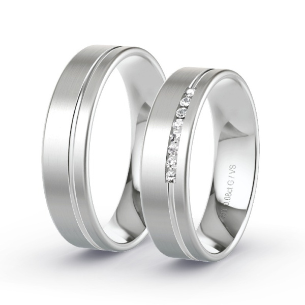 Trouwringen Witgoud 8 Karaat - 0.08 ct - Artikel ST207 ST207-WG-333-default