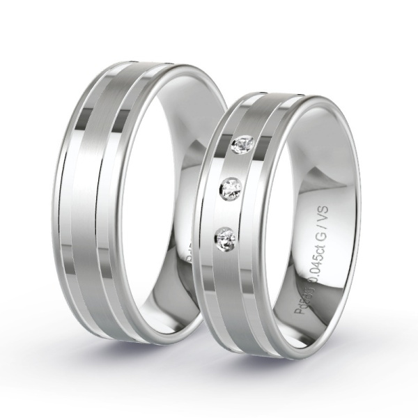 Trouwringen Palladium 585 - 0.045 ct - Artikel ST208 ST208-PD-585-default