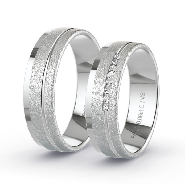 Trouwringen Palladium 585 - 0.08 ct - Artikel ST209 ST209-PD-585-default