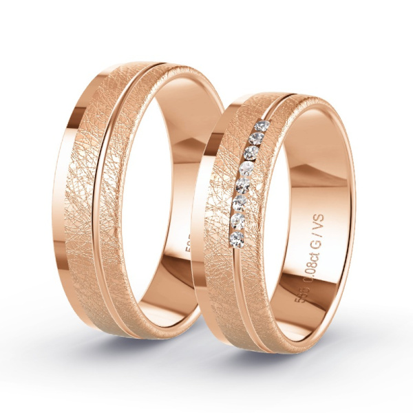 Trouwringen Roodgoud 14 Karaat - 0.08 ct - Artikel ST209 ST209-RG-585-default