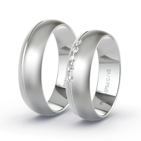 Trouwringen Platina 950 - 0.075 ct - Artikel ST211 ST211-PT-950-default